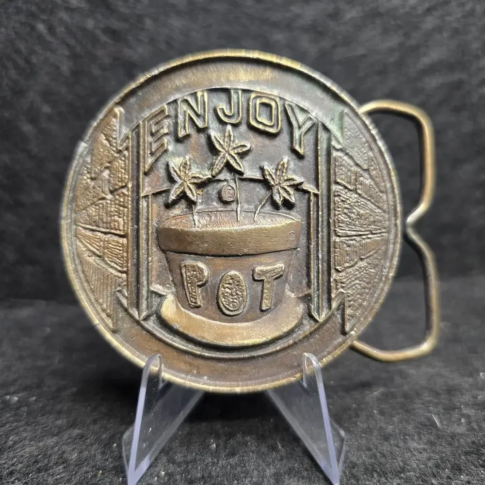 Enjoy Pot Captain Hawks Sky Patrol Jimmy Watson 1974 Vintage Brass Belt Buckle